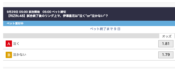 RIZIN伊澤星花 浅倉カンナオッズは？